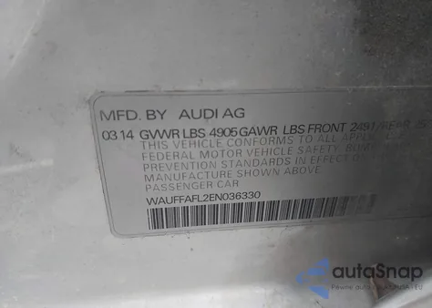 2014 Audi A4 2.0T Premium из США, поврежденный, VIN WAUFFAFL2EN036330